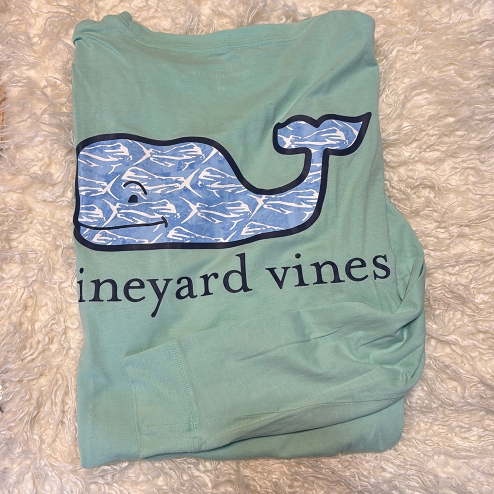 Vineyard Vines Long Sleeve SHARK Whale Pocket Tee Shirt